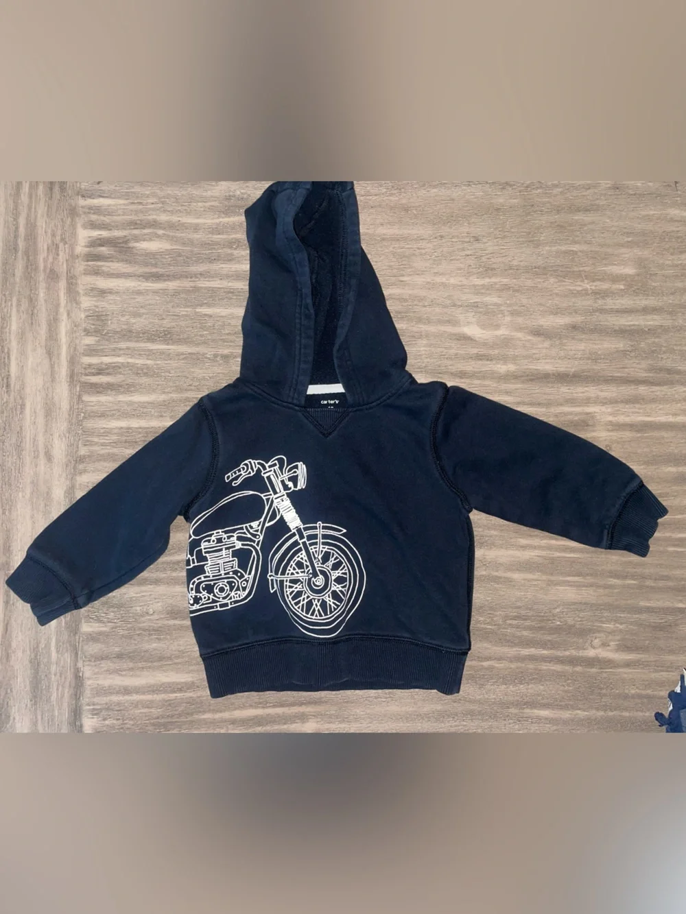 Carter's Black Hoodie with White Motorcycle Graphic